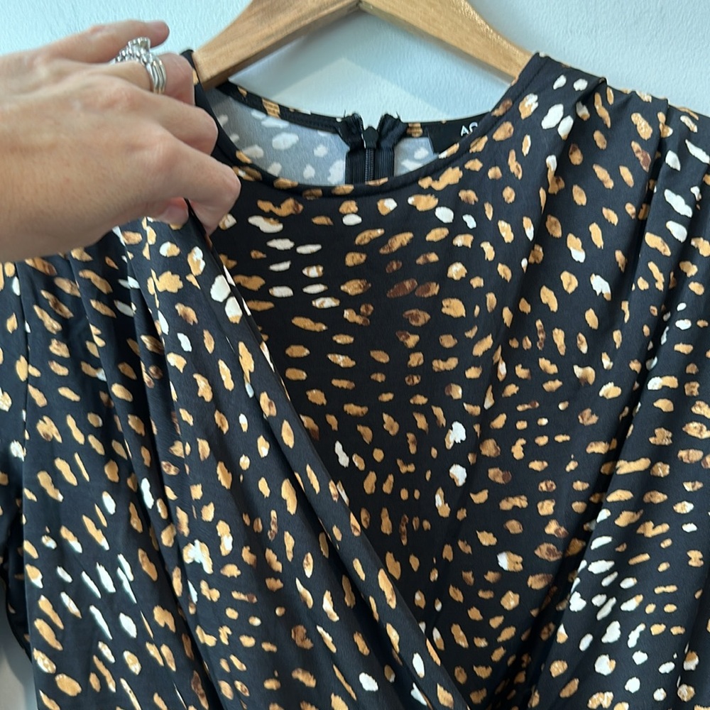 NWT Aqua Animal Print Wrap Long Sleeve Mini Dress S - Picture 8 of 11